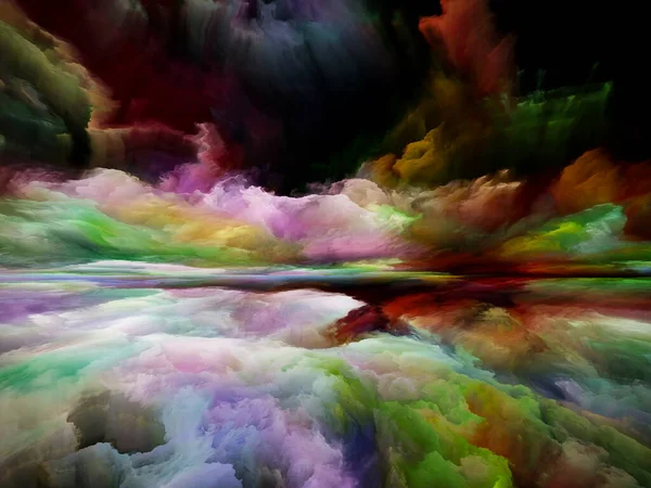 光の雲 現実逃避シリーズ 風景画 想像力 創造性 芸術のメタファーとしてのシュールな日の出の色とテクスチャで構成されたデザイン — ストック写真