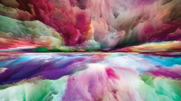 Mistero Del Paesaggio Serie Color Dreams Interazione Vernice Texture Nuvole — Foto Stock