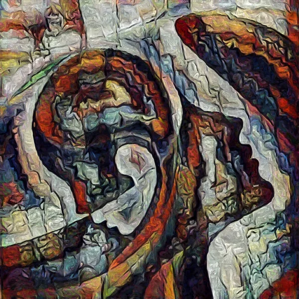 Нем Вместе Силуэты Человека Выполненные Абстрактном Стиле Живописи Тему Поэзии — стоковое фото