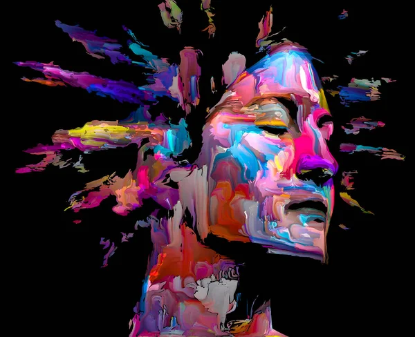 Ausdrucksstarkes Frauenporträt Künstlerische Abstraktion Digitaler Farbstriche Zum Thema Kreative Energie — Stockfoto