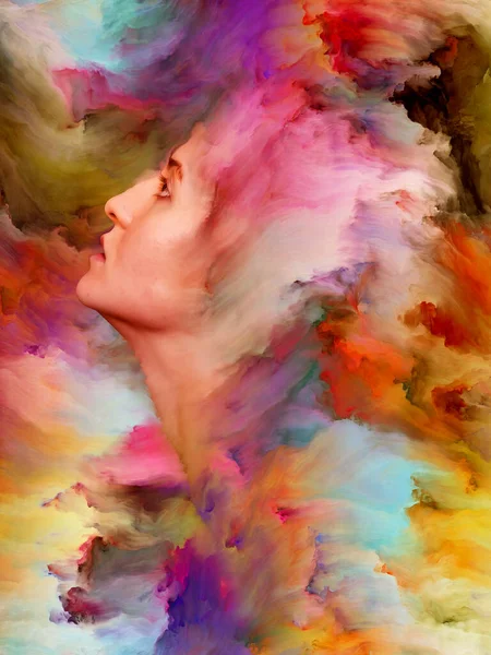 Woman World Series Creative Arrangement Female Portrait Fused Vibrant Paint — Stock Photo, Image