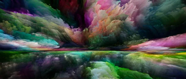 Paisaje Imaginación Serie Sueños Color Diseño Hecho Pintura Texturas Nubes —  Fotos de Stock