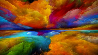 Cennetin manzarası. Color Dreams serisi. İç dünya, hayal gücü, şiir, sanat ve tasarım projeleri için arkaplan, dokular ve gradyan bulutlar