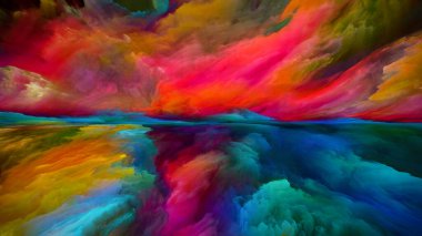 Multicolor Landscape. Color Dreams series. Creative arrangement of paint, textures and gradient clouds  for subject of inner world, imagination, poetry, art and design