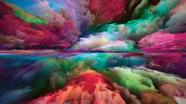 Lutande Landskap Att Never World Serien Abstrakt Arrangemang Färger Texturer — Stockfoto