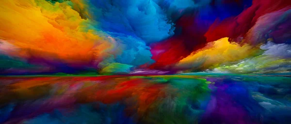 Paisaje Multicolor Serie Sueños Color Disposición Creativa Pintura Texturas Nubes —  Fotos de Stock
