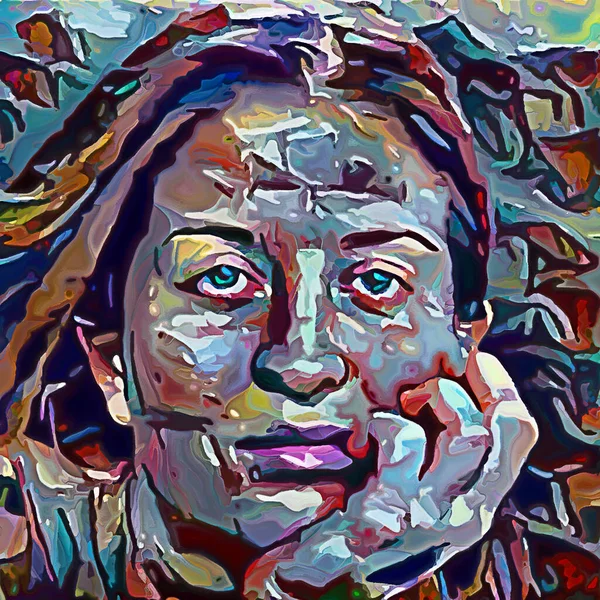 Fragmentierung Portrait Serie Weibliches Gesicht Mit Abstrakten Farbflecken Zum Thema — Stockfoto