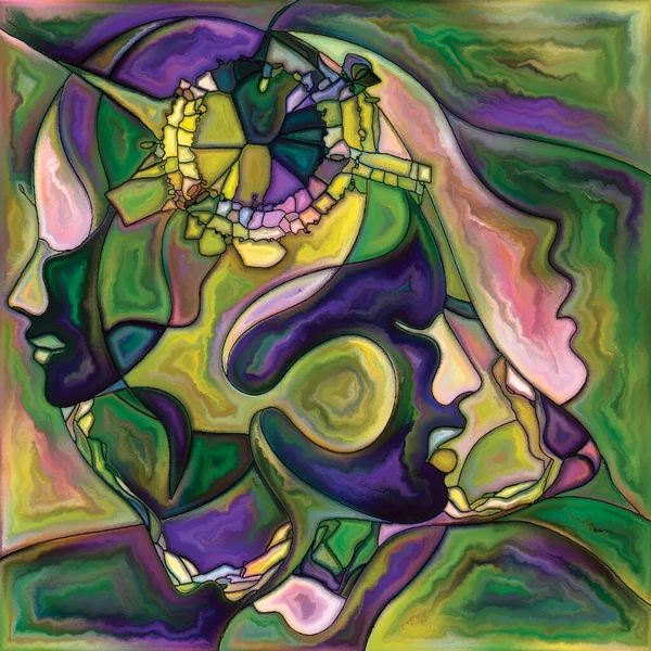 Canvas Close Serie Hintergrund Von Gesichtern Und Symbolen Farbenfrohen Malstil — Stockfoto