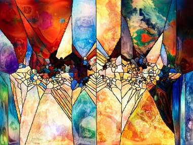 Vitray sonsuza dek serisi. Tasarım hatları, şekil ve renk desen tasarım, yaratıcılık ve hayal gücü konusunda bir metafor olarak oluşur