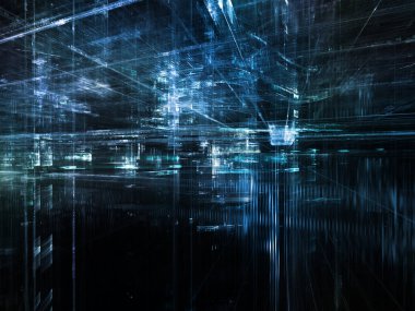 Sanal uzay serisi. Konu bilgi teknolojisi, bilgisayar ve iletişim için perspektif içinde 3d fraktal Tasarım Grafik bileşimi