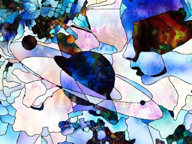 Lekeli Glass Forever serisi. Çocuk profili ve bilgiye susamışlığı ve eğitimi simgeleyen organik çizgilerle betimlenmiş bir gezegen..