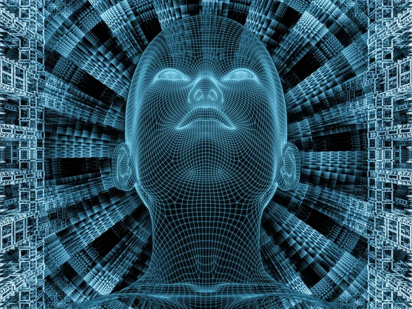 Ακτινοβολεί Μυαλό Σειρά Τρισδιάστατη Απεικόνιση Του Ανθρώπινο Κεφάλι Και Κλαστικό — Φωτογραφία Αρχείου