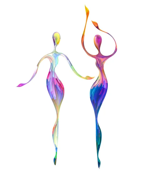 Dynamic Paint Series Dancing Figure Profile Executed Vibrant Paint Subject — Stock Photo, Image