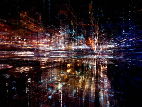 Serie Ciudad Digital Abstracción Artística Compuesta Por Fractales Tridimensionales Luces — Foto de Stock