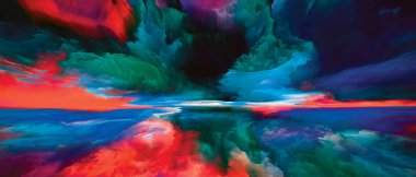 Spektral Peyzaj. Color Dreams serisi. İç dünya, hayal gücü, şiir, sanat ve tasarım projelerine uygun resim, doku ve grafiksel bulutlar.