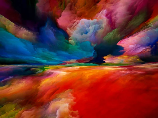 Paisaje Multicolor Serie Sueños Color Disposición Creativa Pintura Texturas Nubes — Foto de Stock