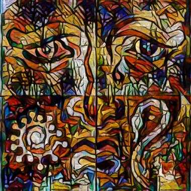 Corona Kuğu 'su. İnsan yüzü, koronavirüs sembolü ve salgının draması üzerine soyut resim şeklinde çizilmiş kuğu ana hatları..