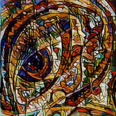 İç Göz serisi. İç dünya, yaratıcılık ve sanat üzerine soyut resim tarzında yapılmış insan silueti ve göz deseni.