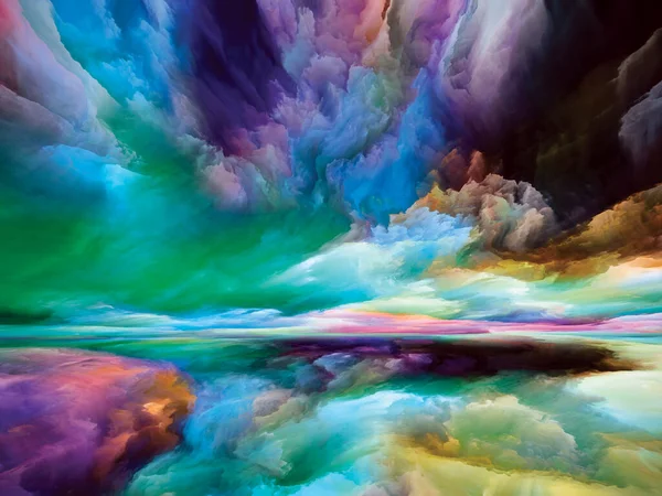 多色の風景 世界シリーズには登場しない 内なる生命 ドラマ デザインのメタファーとしての色彩 グラデーション雲の背景 — ストック写真