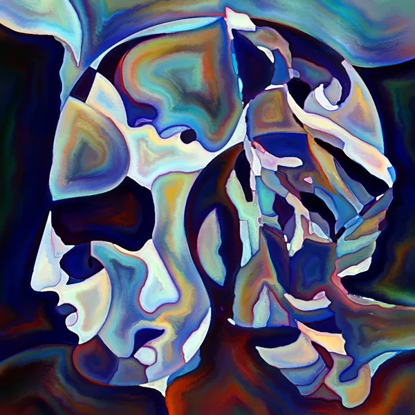 断片化された自己シリーズ 人間の顔は 人間関係 心理学 内的世界 創造性 精神疾患 芸術の主題についてのパターン構成を概説し 描いた — ストック写真