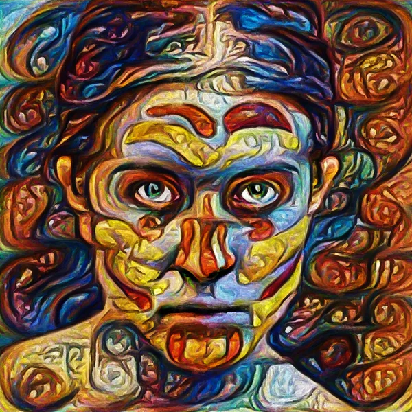 Coloring Series Creative Arrangement Human Face Colors Paint Projects Mind — Stock Photo, Image