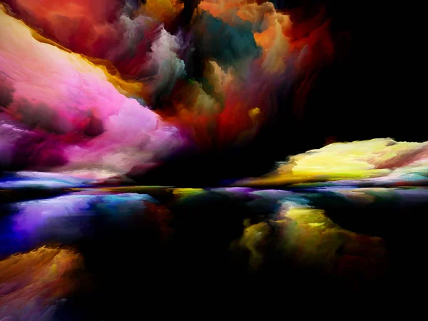 Land Des Erwachens Flucht Die Realität Graphische Komposition Surrealer Sonnenaufgangsfarben — Stockfoto