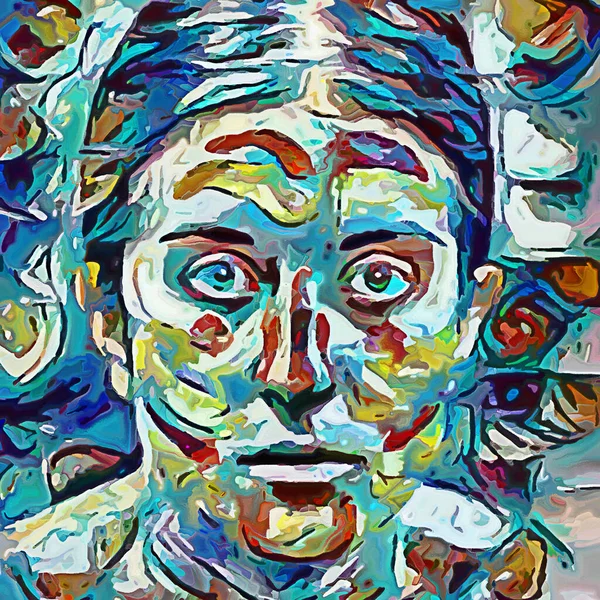 Фрагментационный Портрет Человеческое Сходство Абстрактными Цветовыми Патчами Тему Индивидуальности Искусства — стоковое фото