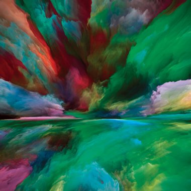 Multicolor Landscape. Color Dreams series. Creative arrangement of paint, textures and gradient clouds  for subject of inner world, imagination, poetry, art and design