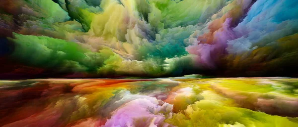 Regnbågens Landskap Att Never World Serien Sammansättning Färger Texturer Och — Stockfoto
