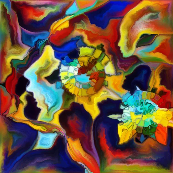 Canvas Close Serie Achtergrond Van Gezichten Symbolen Kleurrijke Schilderstijl Als — Stockfoto
