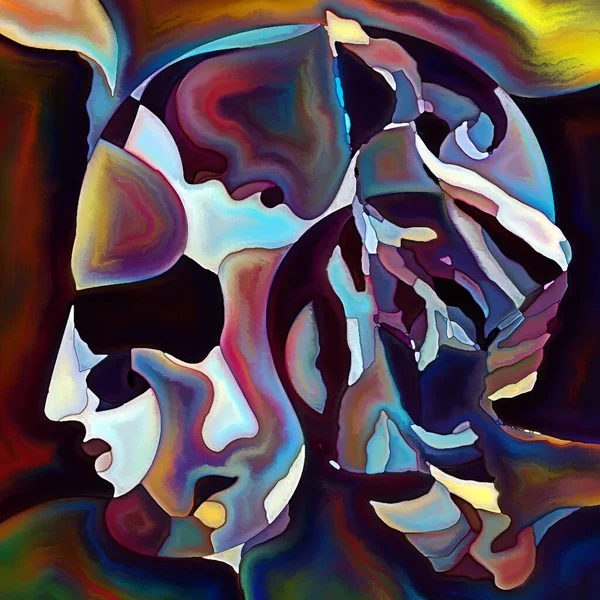 Fragmented Self Series Human Face Outlines Abstract Pattern Composition Subject — Stock Photo, Image