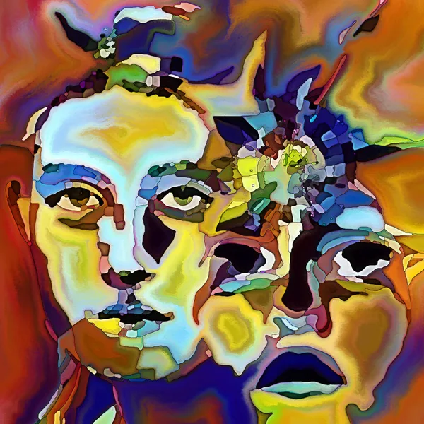Fragmentierte Selbst Serien Menschliche Gesichtszüge Und Abstrakte Musterkompositionen Zum Thema — Stockfoto