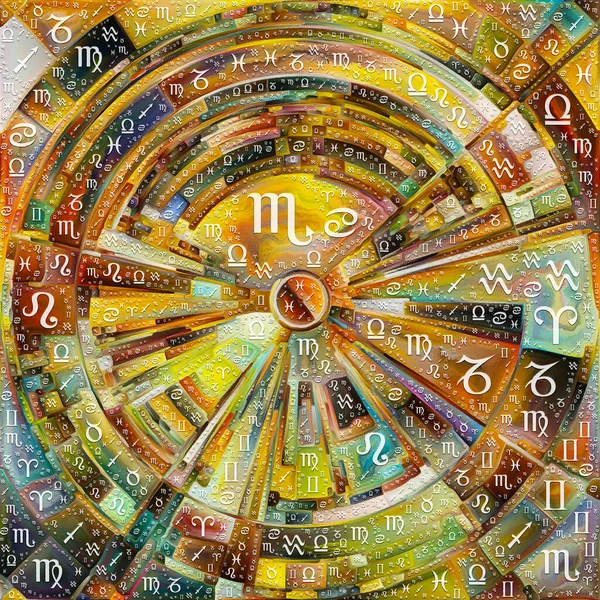 Órbitas Série Astrologia Pintura Colorida Abstrata Disco Raios Arcos Cor — Fotografia de Stock