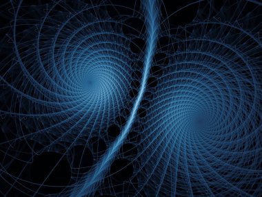 Matematik serisi görselleştiriliyor. Fraktal Evren 'in Mavi Çizgileri. Bilimsel, eğitim ve teknolojik altyapılar için sanal topolojinin karmaşık sunumu.