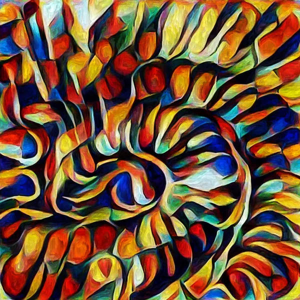 Sanat serisi deseni. Yaratıcılık ve sanat konusunda dijital tuvalde oluşturulan soyut desen, şekiller ve renk elementleri.