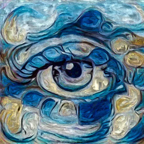 Artistieke Visie Serie Model Eye Weergegeven Abstracte Schilderstijl Onderwerp Van — Stockfoto