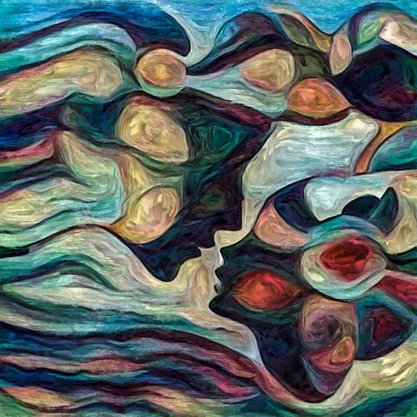 Estamos Todos Juntos Esto Siluetas Humanas Representadas Estilo Pintura Abstracta — Foto de Stock