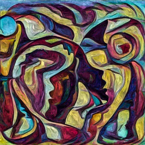 Estamos Todos Juntos Esto Siluetas Humanas Representadas Estilo Pintura Abstracta — Foto de Stock