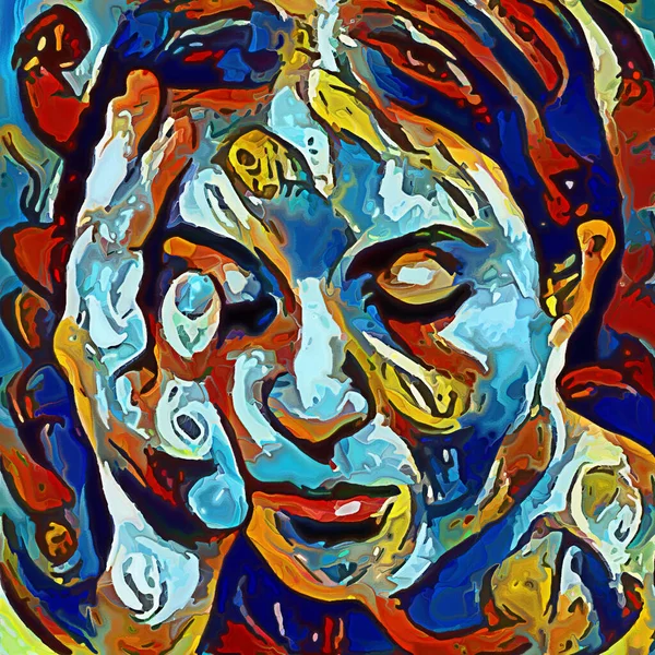 Fragmentierung Portrait Serie Menschliches Gesicht Mit Abstrakten Farbflecken Zum Thema — Stockfoto