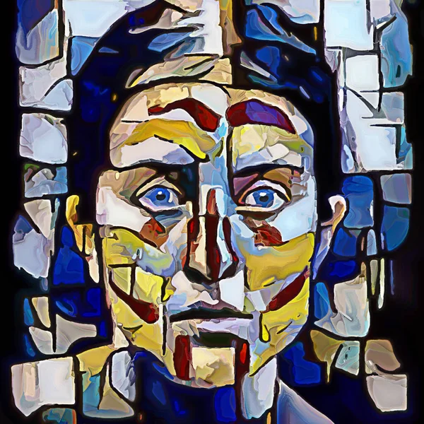 Fragmentierung Portrait Serie Weibliches Gesicht Mit Abstrakten Farbflecken Zum Thema — Stockfoto