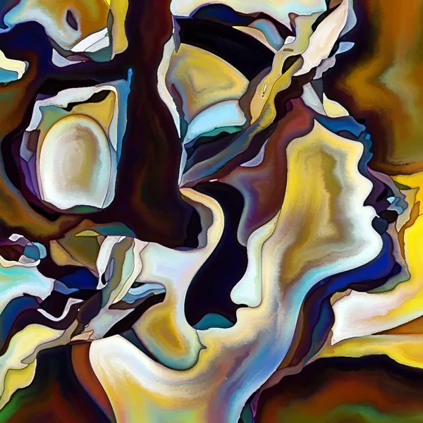 Fragmented Self Series Human Face Outlines Painted Pattern Composition Subject — Stock Photo, Image