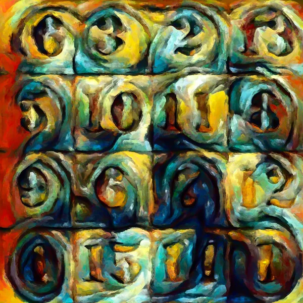 Kolorowe Renderowanie Magicznych Liczb Kwadratowych Temat Matematyki Edukacji Sztuki — Zdjęcie stockowe