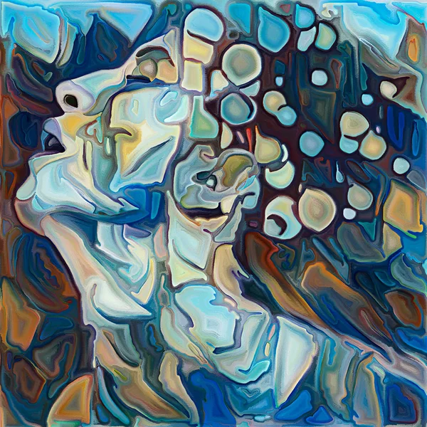 心の問題シリーズ 心理学と人間の心を主題とした思考の球面的な要素を持つ若い女性の肖像画 — ストック写真