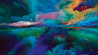 Imagination Landscape. Color Dreams series. Visually attractive backdrop made of paint, textures and gradient clouds for works on inner world, imagination, poetry, art and design