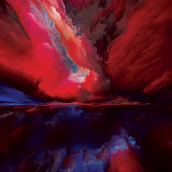 Çoklu Renkli Peyzaj. Color Dreams serisi. İç dünya, hayal gücü, şiir, sanat ve tasarım temalı boya, doku ve gradyan bulutların bileşimi