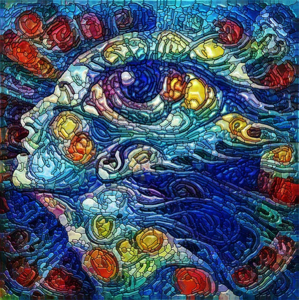 Mind Eye Series Stained Glass Composition Female Eye Subject Inner — ストック写真