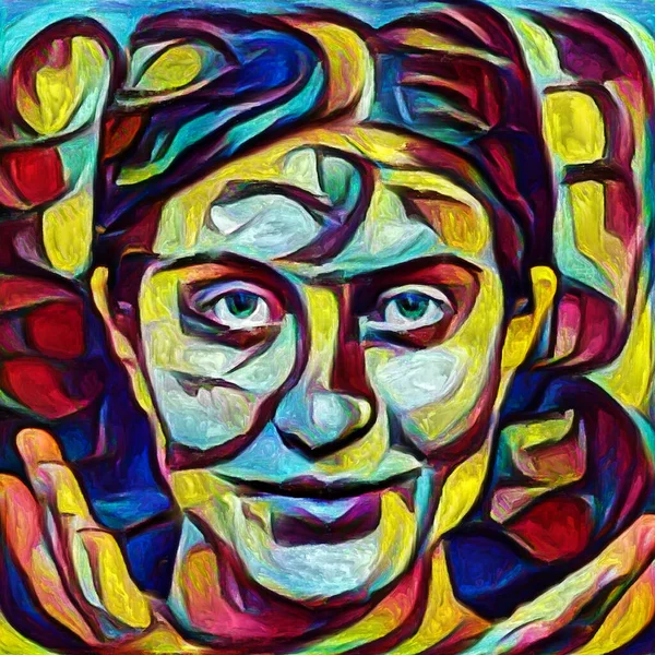 彩色シリーズ 精神状態 創造性 自己表現のメタファーとしての人間の顔 塗料で構成されるデザイン — ストック写真