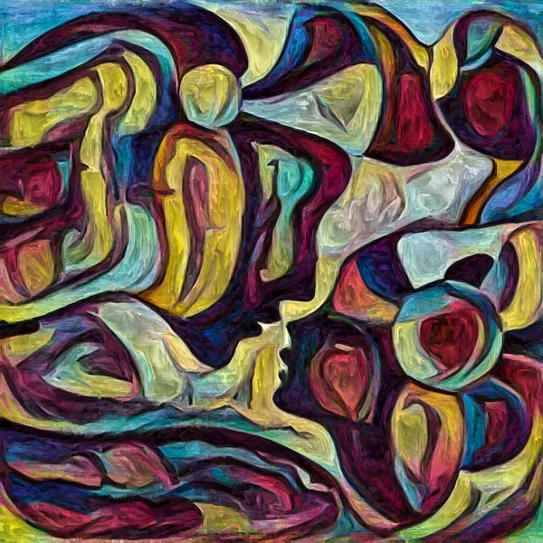 Estamos Todos Juntos Esto Siluetas Humanas Representadas Estilo Pintura Abstracta — Foto de Stock