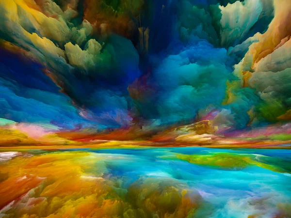 Spectral Clouds.  Escape to Reality series. Backdrop design of surreal sunset sunrise colors and textures for works on landscape painting, imagination, creativity and art
