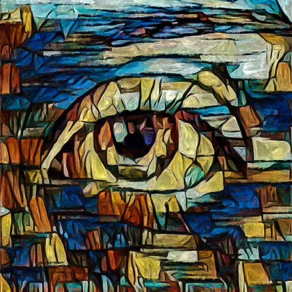 芸術的ビジョンシリーズ 内面世界 創造性 芸術をテーマに抽象絵画のスタイルで描かれた少女の目 — ストック写真